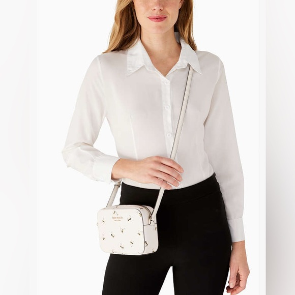 ♠️kate spade Staci Honey Bee Saffiano Leather Mini Camera Crossbody, Parchment - Picture 14 of 14